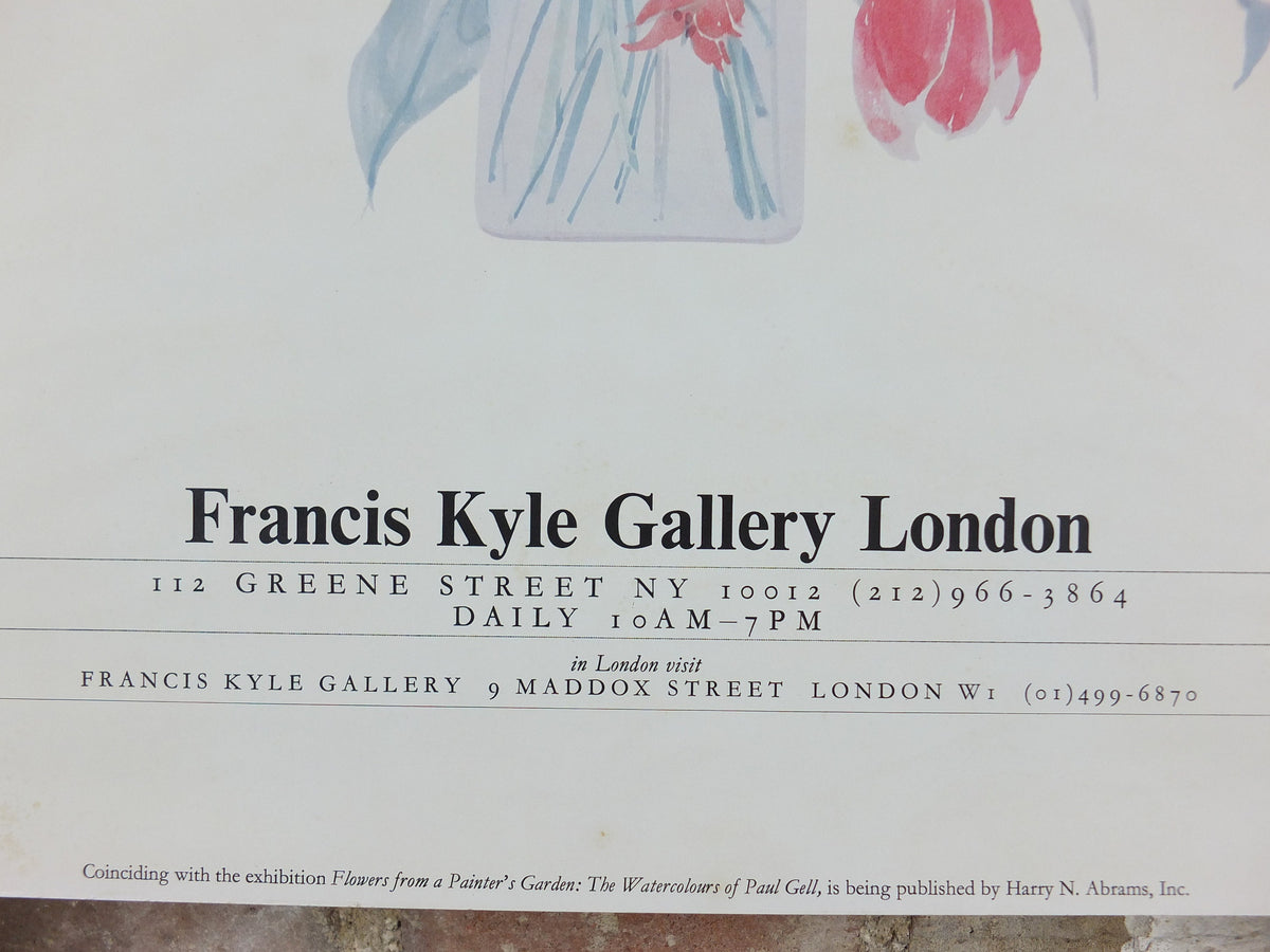 1983 Paul Gell Poster, Watercolours, Francis Kyle Gallery, London, gallery exhibition wall art decor