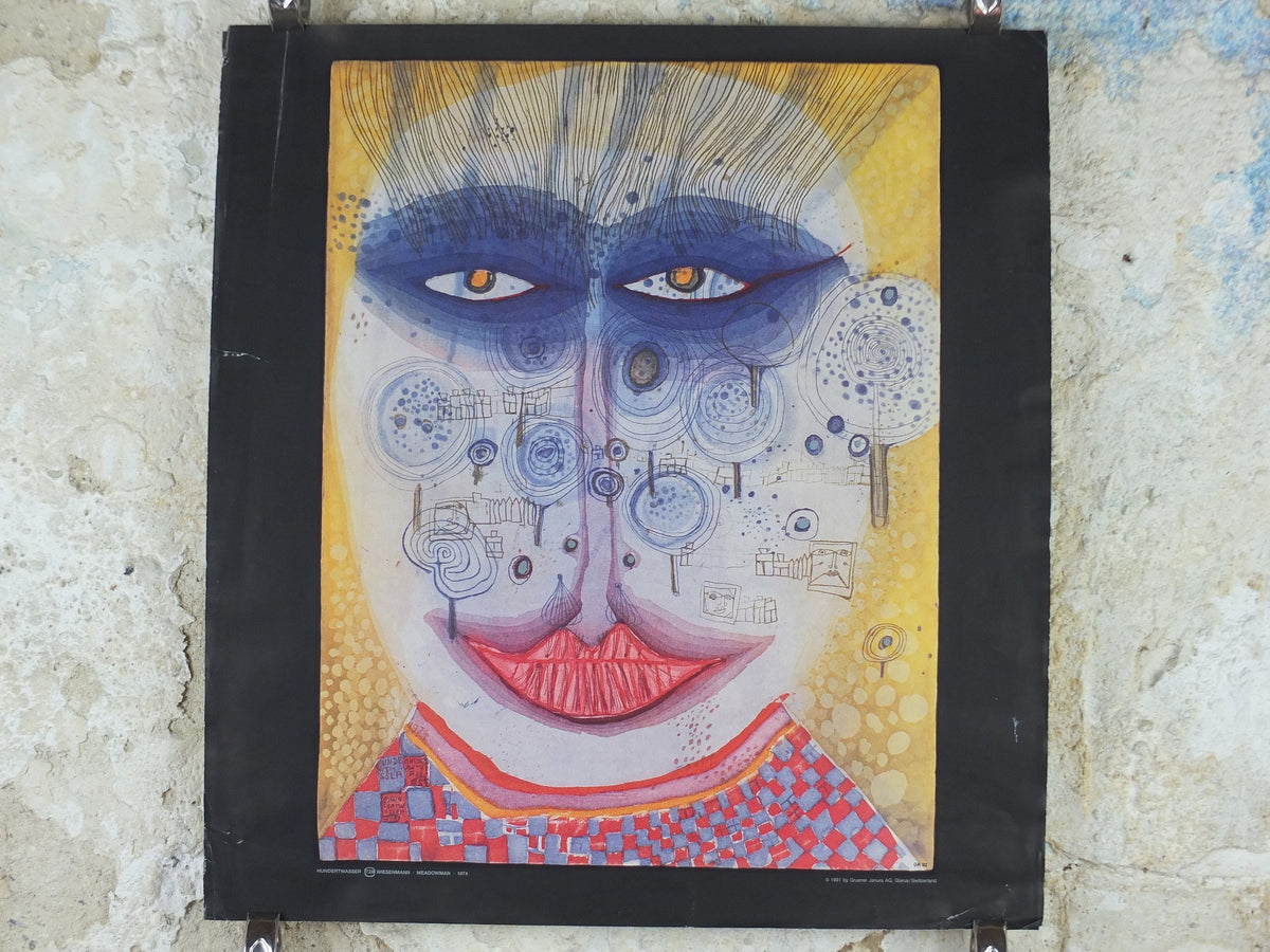 1991 Friedensreich Hundertwasser Poster, Meadowman, Wiesenmann, L'Homme Pre, 728, original poster, wall art decor