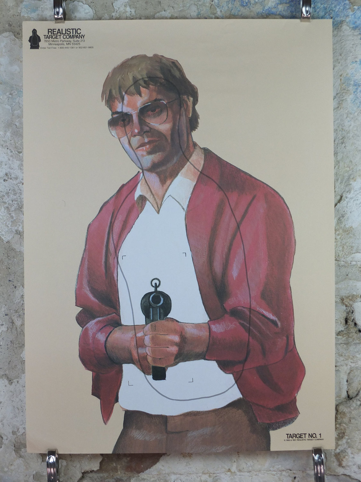 1991 Vintage Criminal Target Poster, #1 Realistic Target Company, Minneapolis, Law Enforcement, comic cartoon gun police, wall art decor