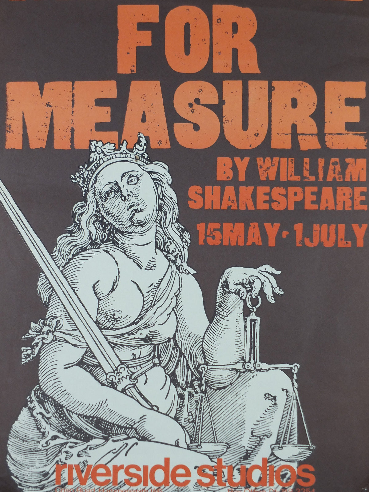 1979 William Shakespeare Poster, Measure for Measure, Helen Mirran, Riverside Studios, Hammersmith, London, wall art decor