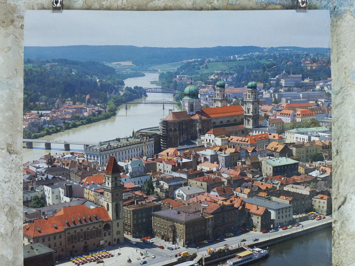 1970s Passau Germany Poster, Danube River, Bavaria, travel tourism holiday vacation wall art decor