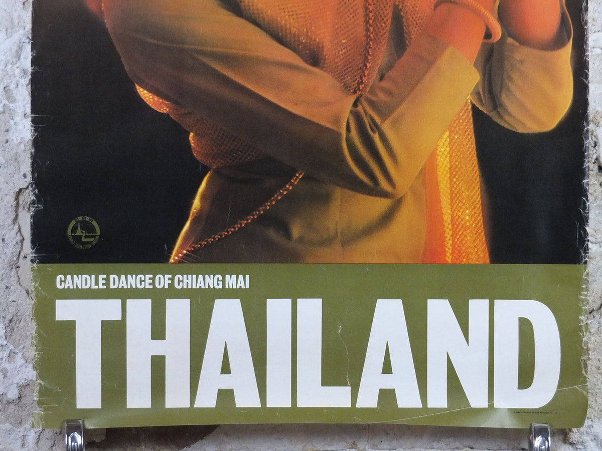 1980 Thailand Travel Poster, Candle Dance of Chiang Mai, culture, people, temples, travel tourism, advertising print, wall art retro decor