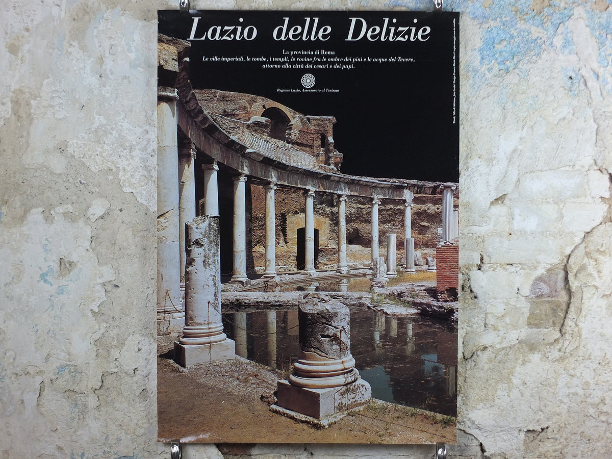 1980s Lazio Travel Poster, Hadrian's Villa, Tivoli Villa di Adriano, Vintage Italian Lazio, Italy travel tourism, holiday, wall art decor
