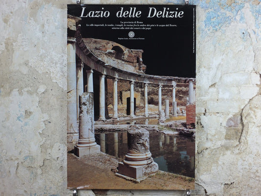 1980s Lazio Travel Poster, Hadrian's Villa, Tivoli Villa di Adriano, Vintage Italian Lazio, Italy travel tourism, holiday, wall art decor