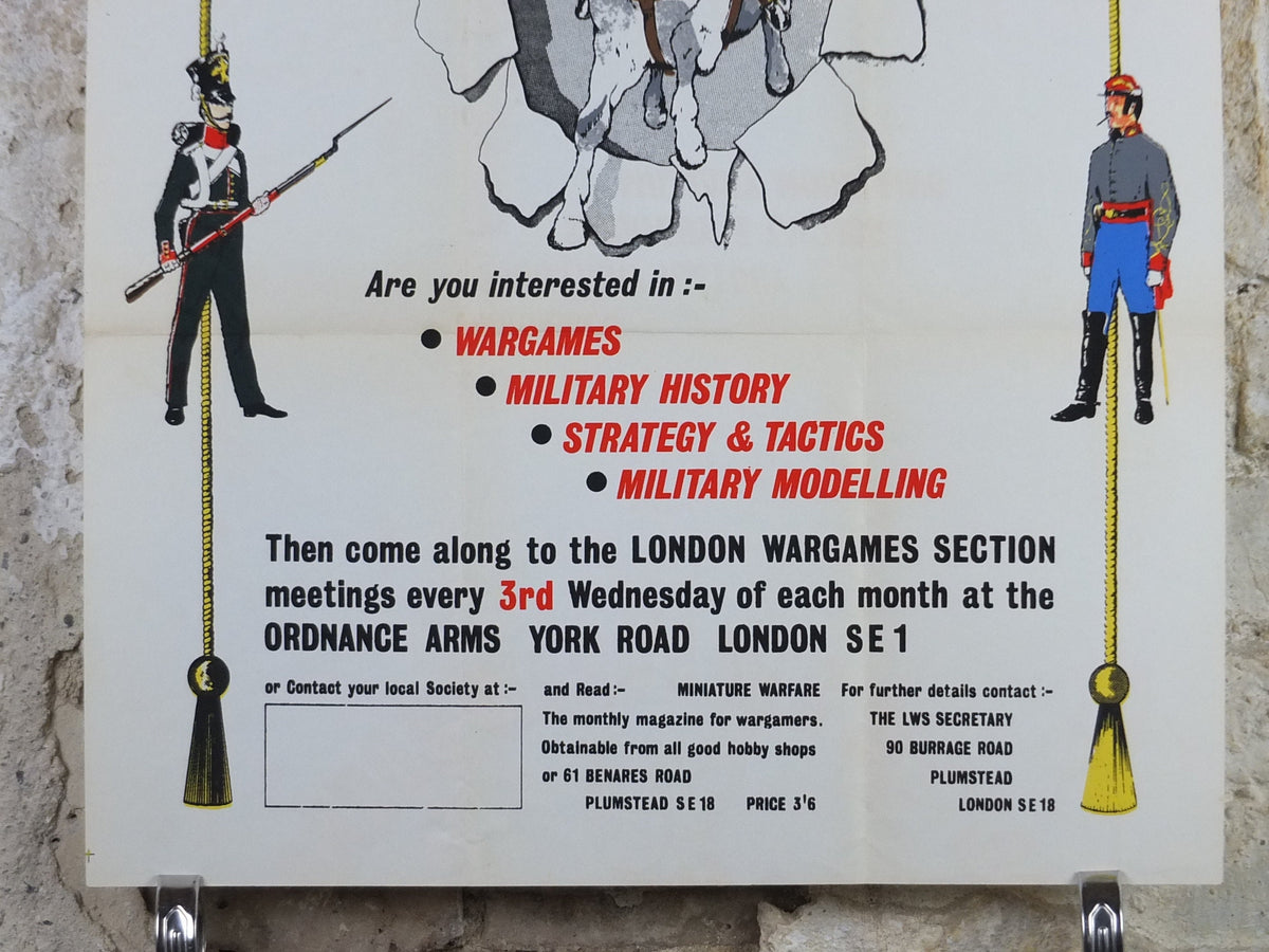 1950s London Wargames Section Poster, Ordnance Arms York Road London SE1, military history, historical war gaming, wall art decor