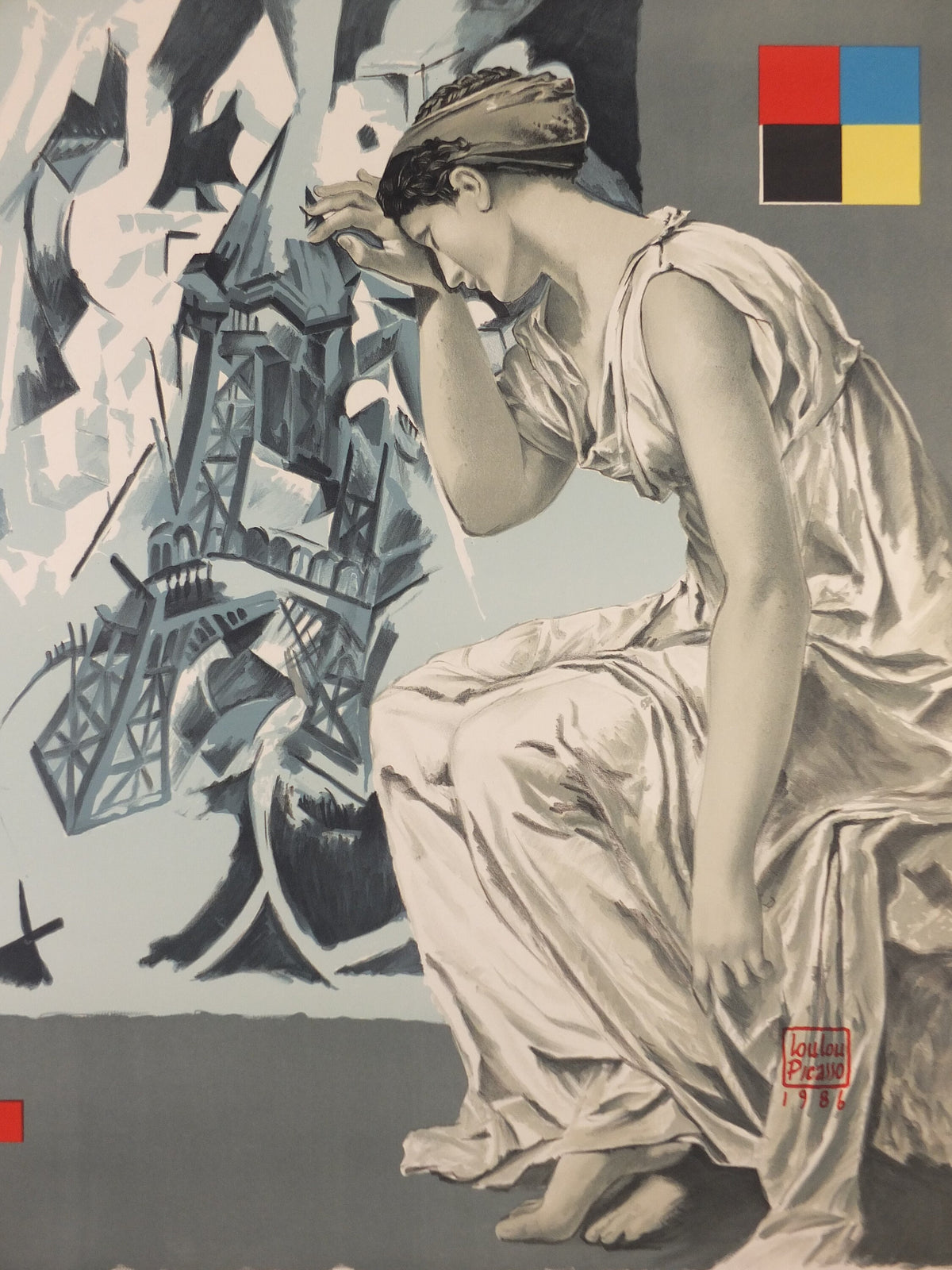 1986 Agnes B Poster, Loulou Picasso Design, The Painting Lesson, La Lecon De Peinture, Jean-Louis Dupre Bazooka Collective, wall art decor