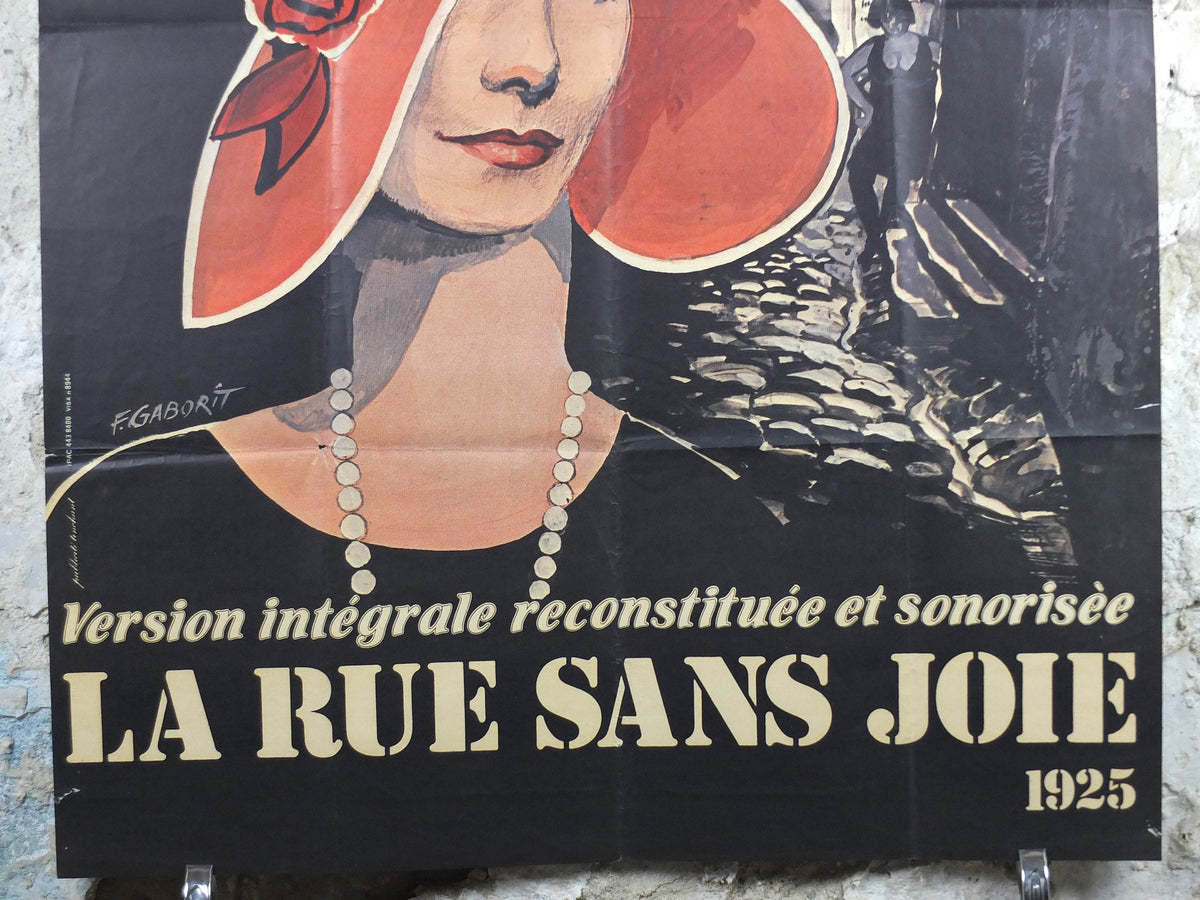 1960s Greta Garbo Poster, Joyless Street, 1925 film, French "Grande" size, La Rue Sans Joie, Large Vintage French, wall art decor