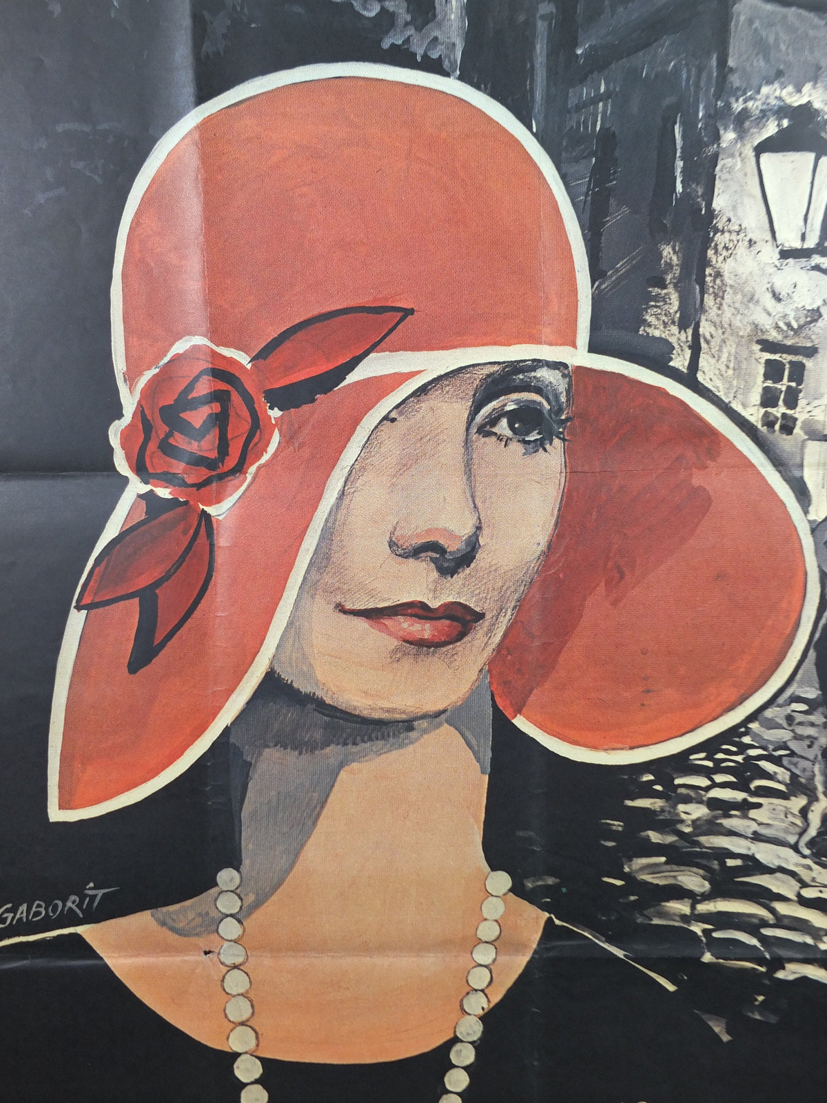 1960s Greta Garbo Poster, Joyless Street, 1925 film, French "Grande" size, La Rue Sans Joie, Large Vintage French, wall art decor