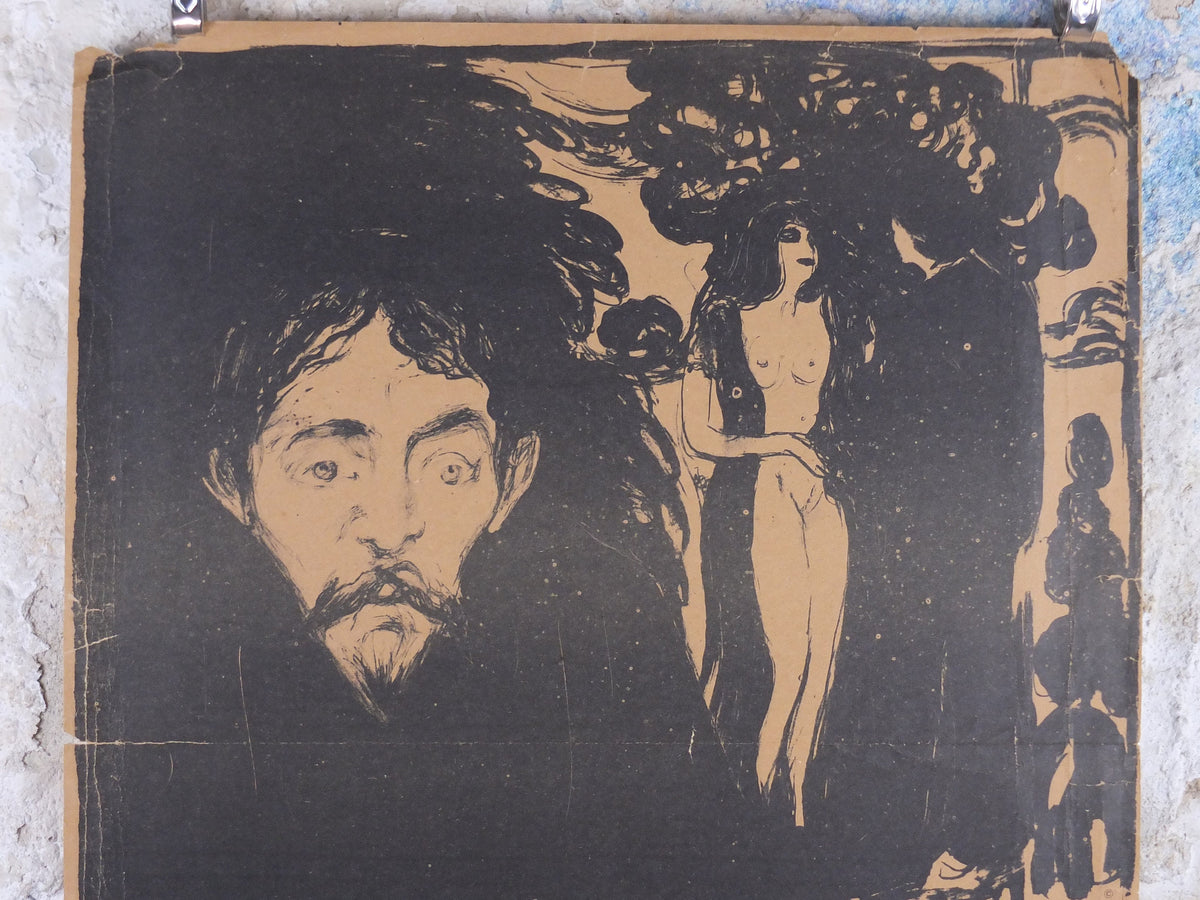 1976 Edvard Munch Poster, Jealousy 1895, Louisiana Copenhagen, Denmark, Expressionism, Symbolism, gallery exhibition, wall art decor