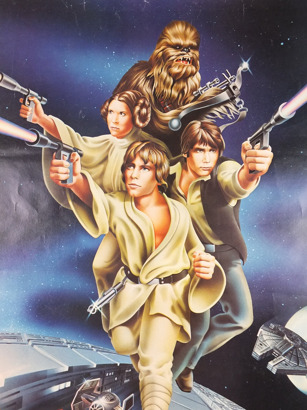 1978 Star Wars Poster, Proctor & Gamble, Luke Skywalker, Han Solo, Chewbacca, Princess Leia, advertising Cascade Cheer Dawn, wall art decor
