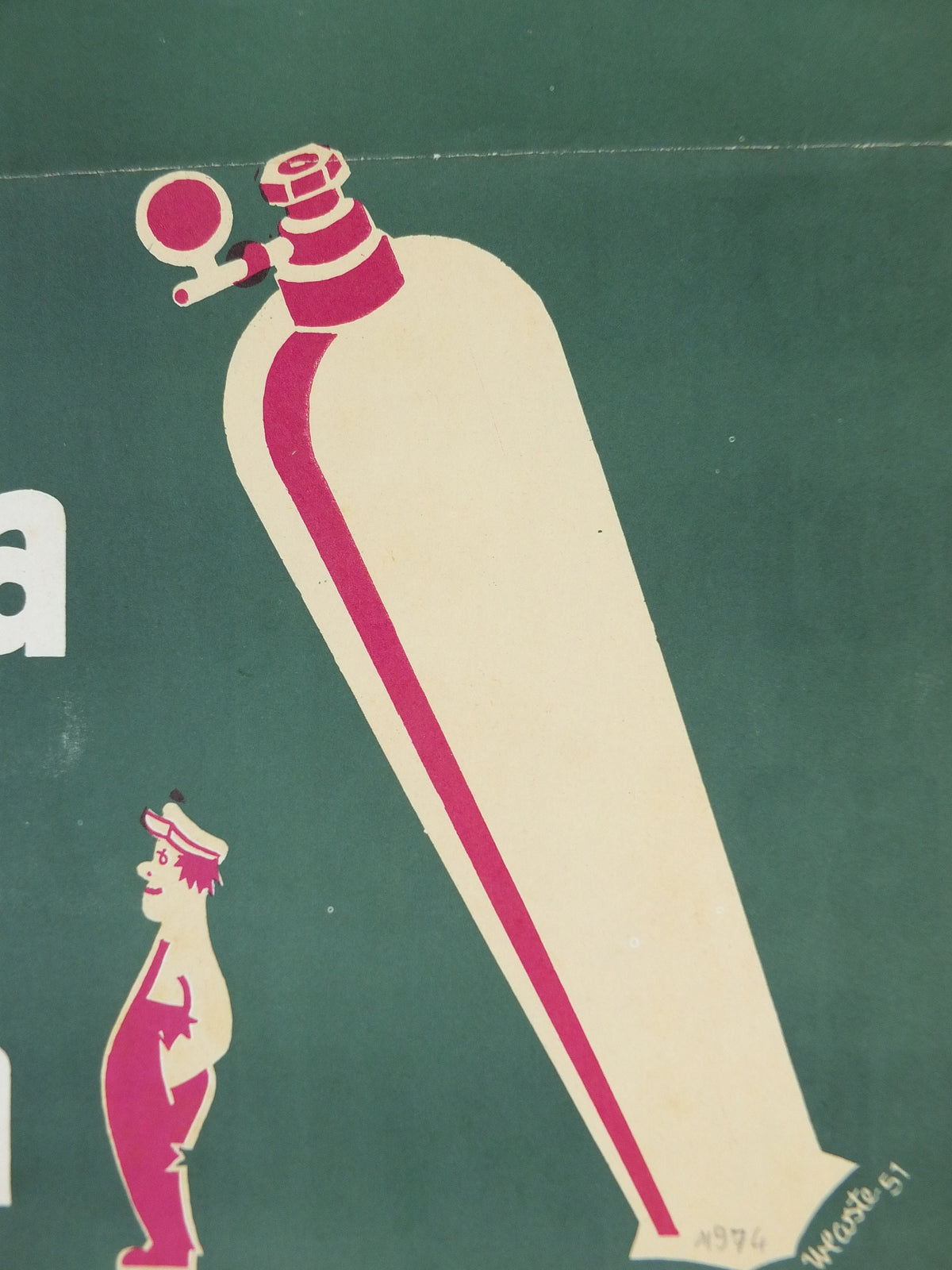 1951 Vintage SNCF French safety poster, Leaning Tower of Pisa, by Wecoste, industrial, train rail dangers, retro wall art decor