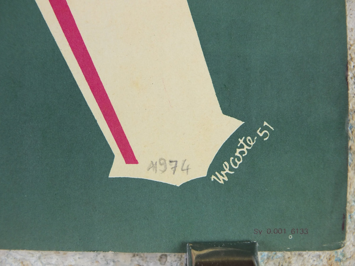 1951 Vintage SNCF French safety poster, Leaning Tower of Pisa, by Wecoste, industrial, train rail dangers, retro wall art decor