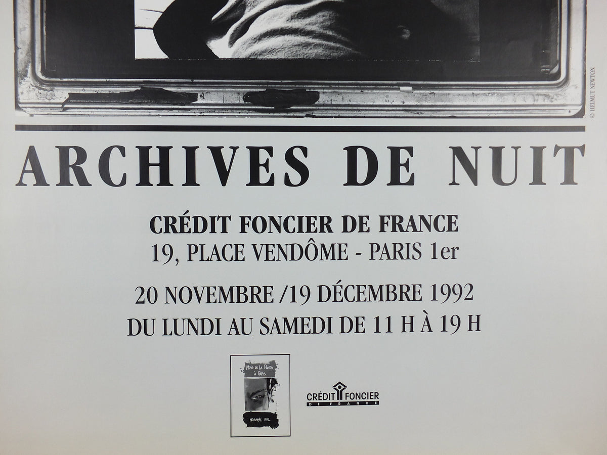 1992 Helmut Newton Poster, Archives de Nuit, erotic nudes photographer, Vogue, artist gallery exhibition wall art decor