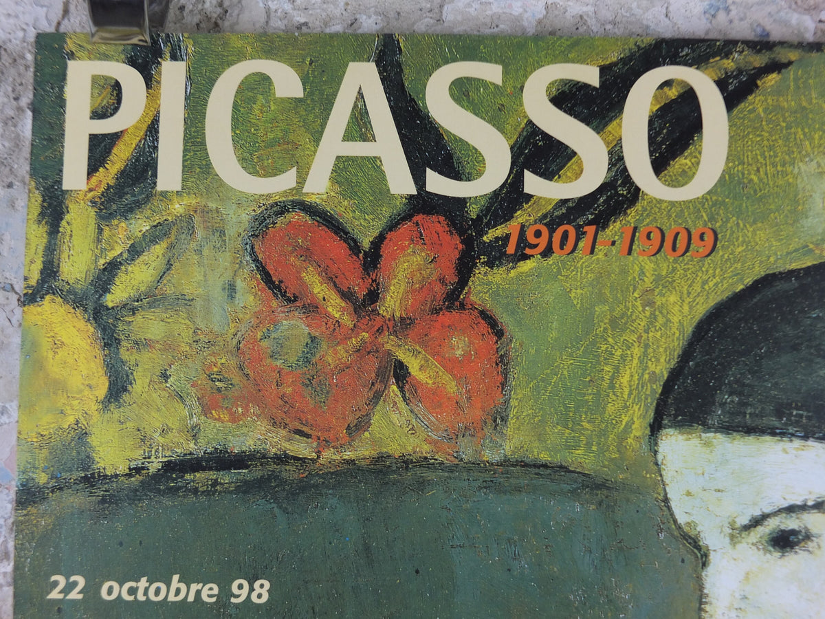 1998 Pablo Picasso Poster, Seated Harlequin, Metropolitian Museum of Arts New York, Blue period, artist gallery exhibition, wall art decor