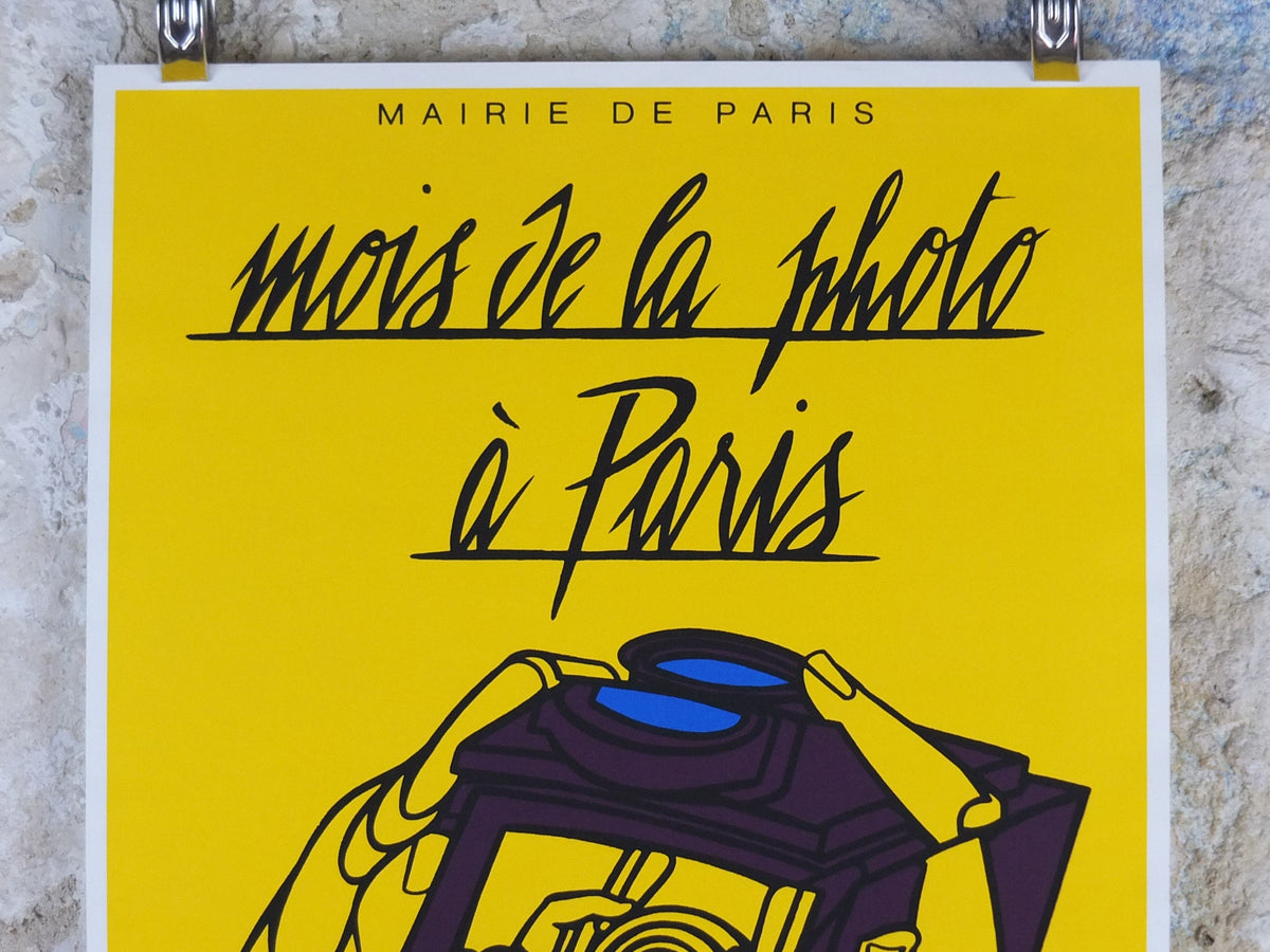 1986 Mois de la photo a Paris Poster by Adami, Photography, Camera, Kodak Canon, French technology advertising, retro wall art decor