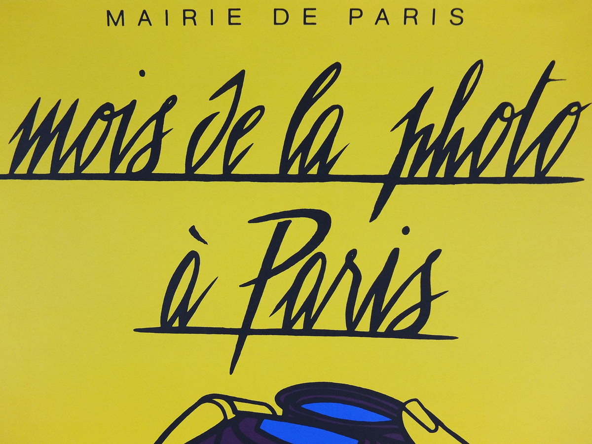 1986 Mois de la photo a Paris Poster by Adami, Photography, Camera, Kodak Canon, French technology advertising, retro wall art decor
