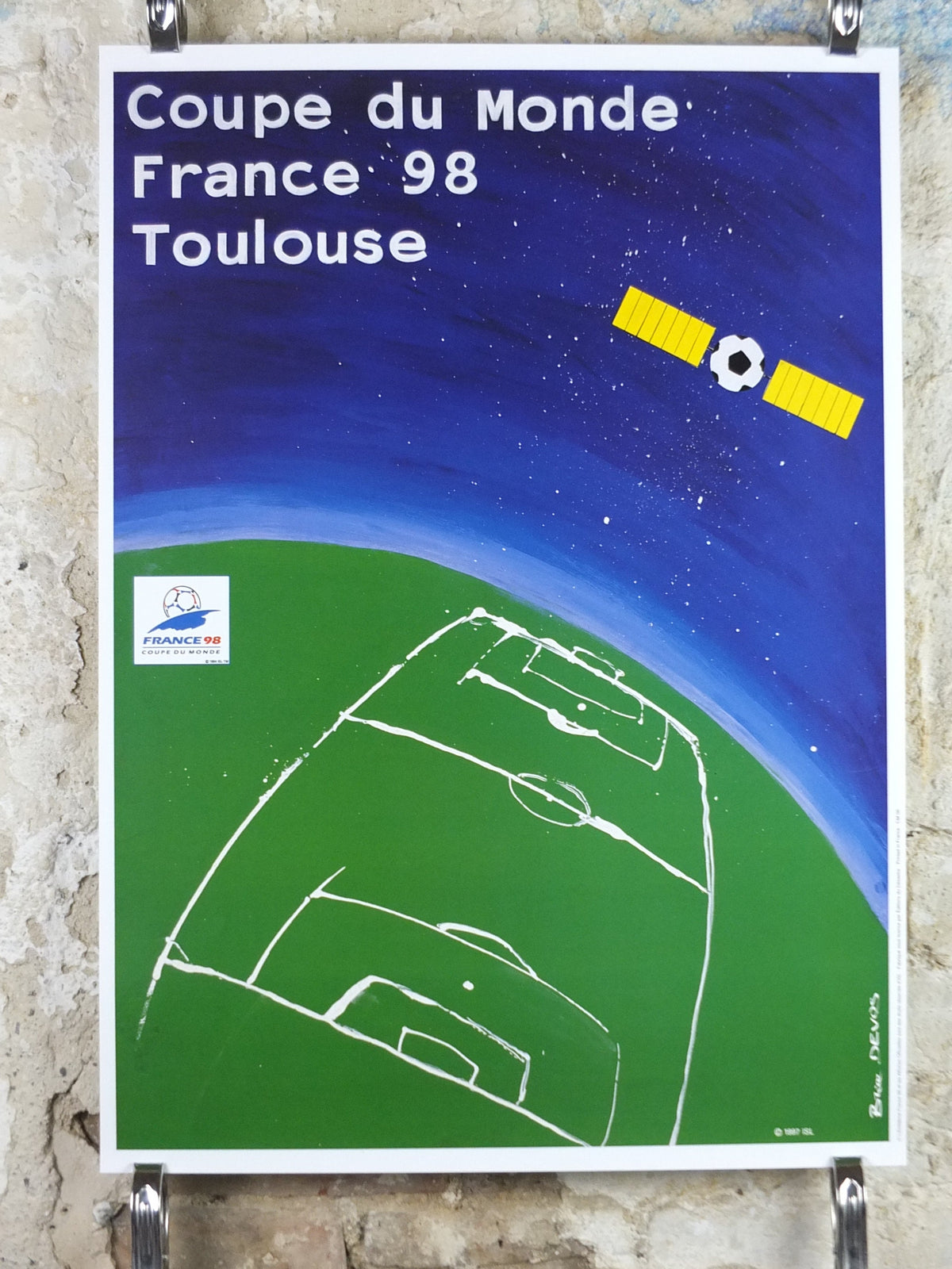1998 World Cup Poster, Toulouse France 98, Coupe du Monde, by B Devos, football, soccer, 70cm x 50cm, original sport wall art decor