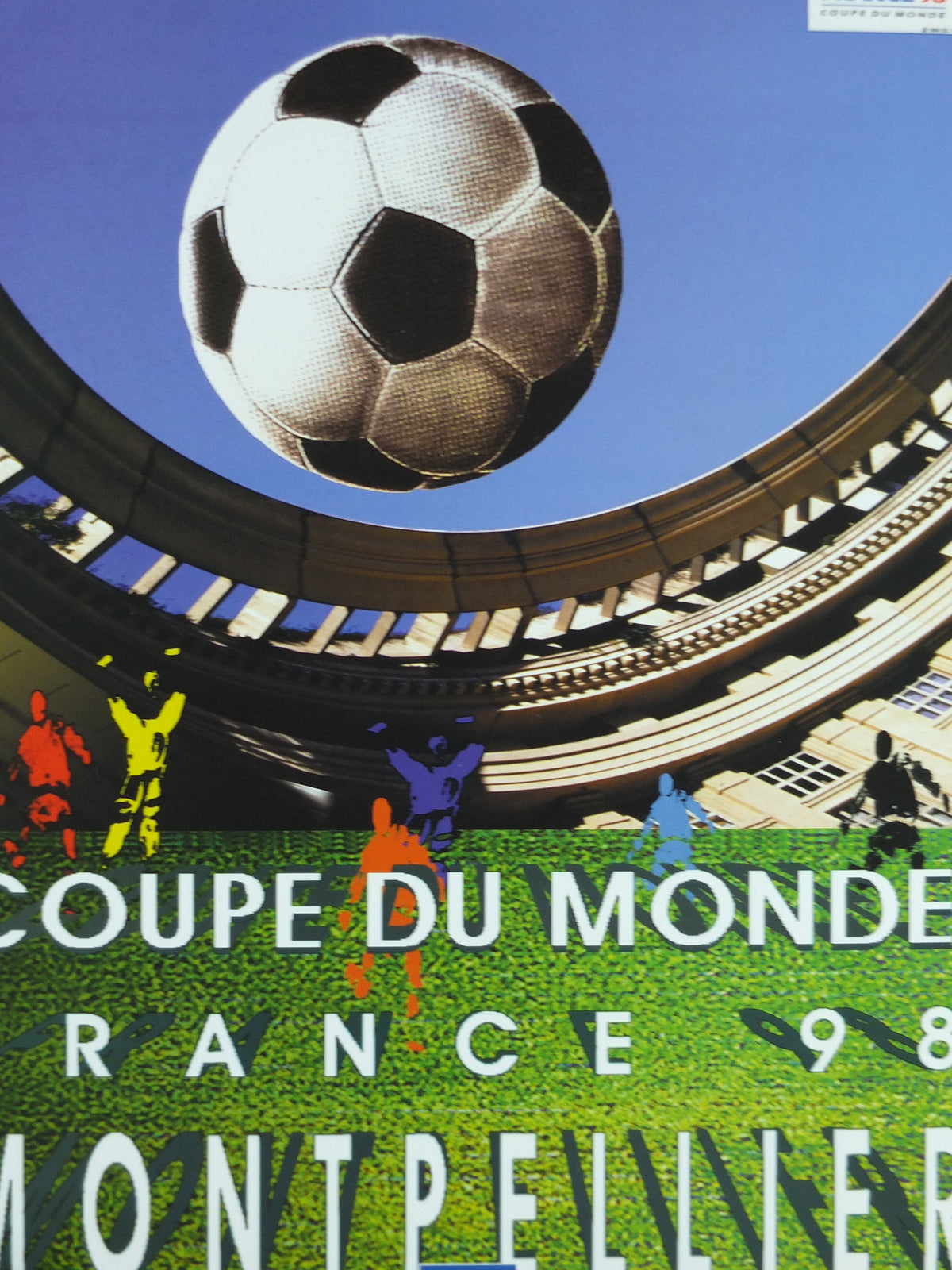 1998 World Cup Poster, Montpellier France 98, Coupe du Monde, by V Solsona, football, soccer, 70cm x 50cm, original sport wall art decor