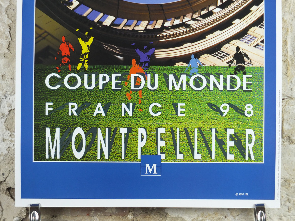 1998 World Cup Poster, Montpellier France 98, Coupe du Monde, by V Solsona, football, soccer, 70cm x 50cm, original sport wall art decor