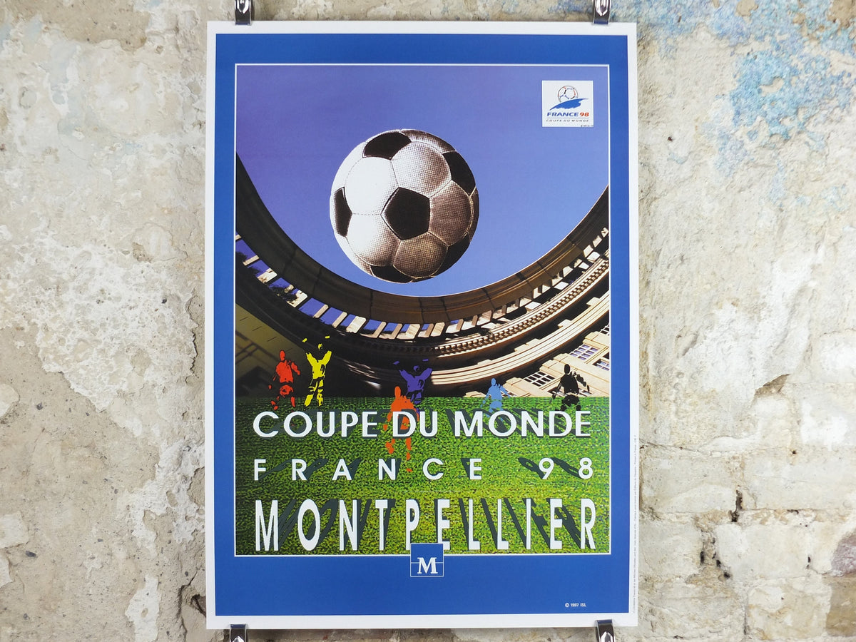 1998 World Cup Poster, Montpellier France 98, Coupe du Monde, by V Solsona, football, soccer, 70cm x 50cm, original sport wall art decor