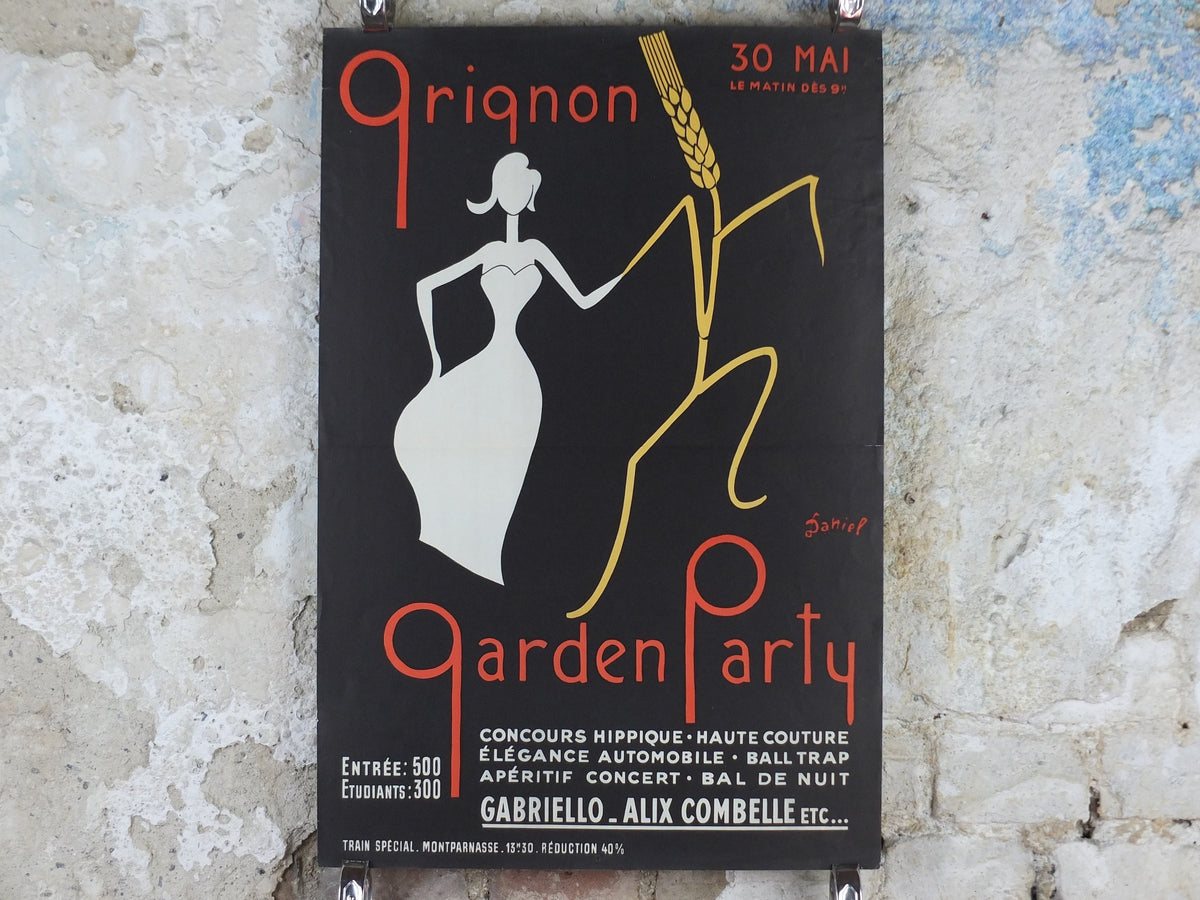 1950s Gringon Garden Party Poster, AgroParisTech, École nationale supérieure d'Agronomie de Grignon, summer ball, dancing, wall art decor