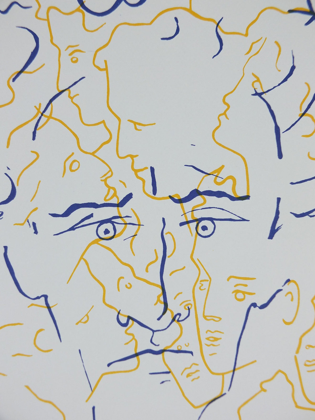 1991 Jean Cocteau Poster, Parmi Nous, Portrait Face Profile, Mairie de Paris, surrealist avant-garde Dada, gallery exhibition wall art decor