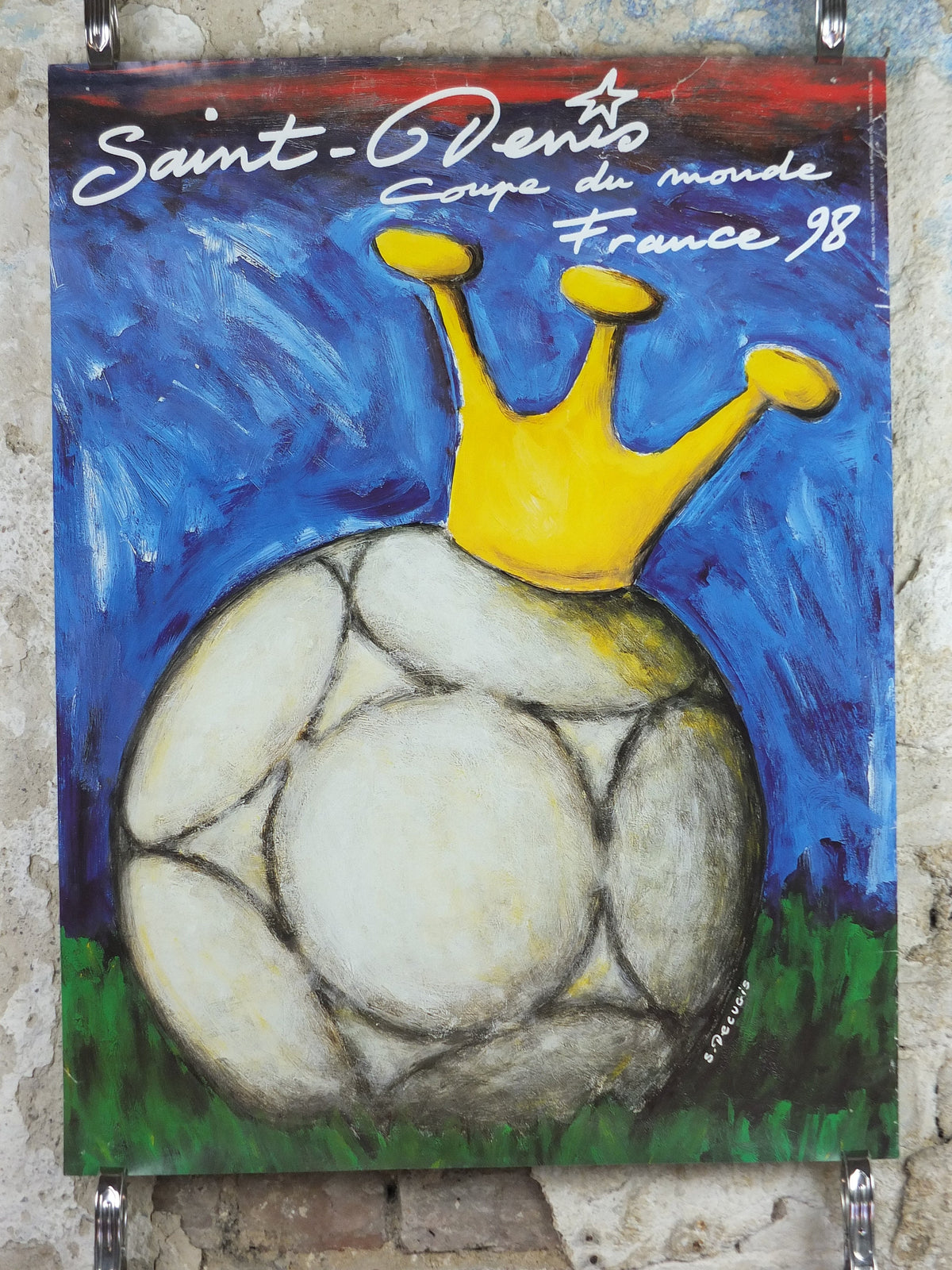 1998 World Cup Poster, Saint Denis France 98, Coupe du Monde, by S Decugis, football, soccer, 80cm x 60cm, original sport wall art decor
