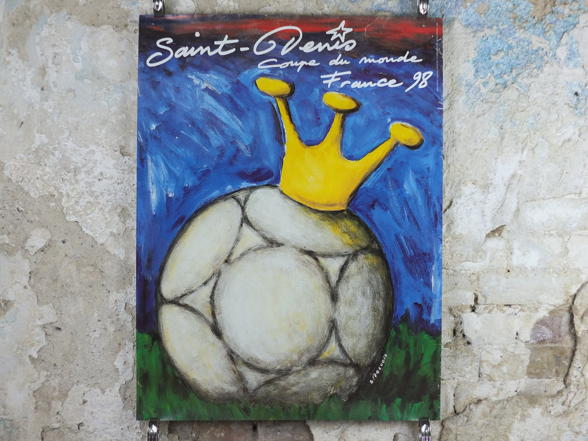 1998 World Cup Poster, Saint Denis France 98, Coupe du Monde, by S Decugis, football, soccer, 80cm x 60cm, original sport wall art decor