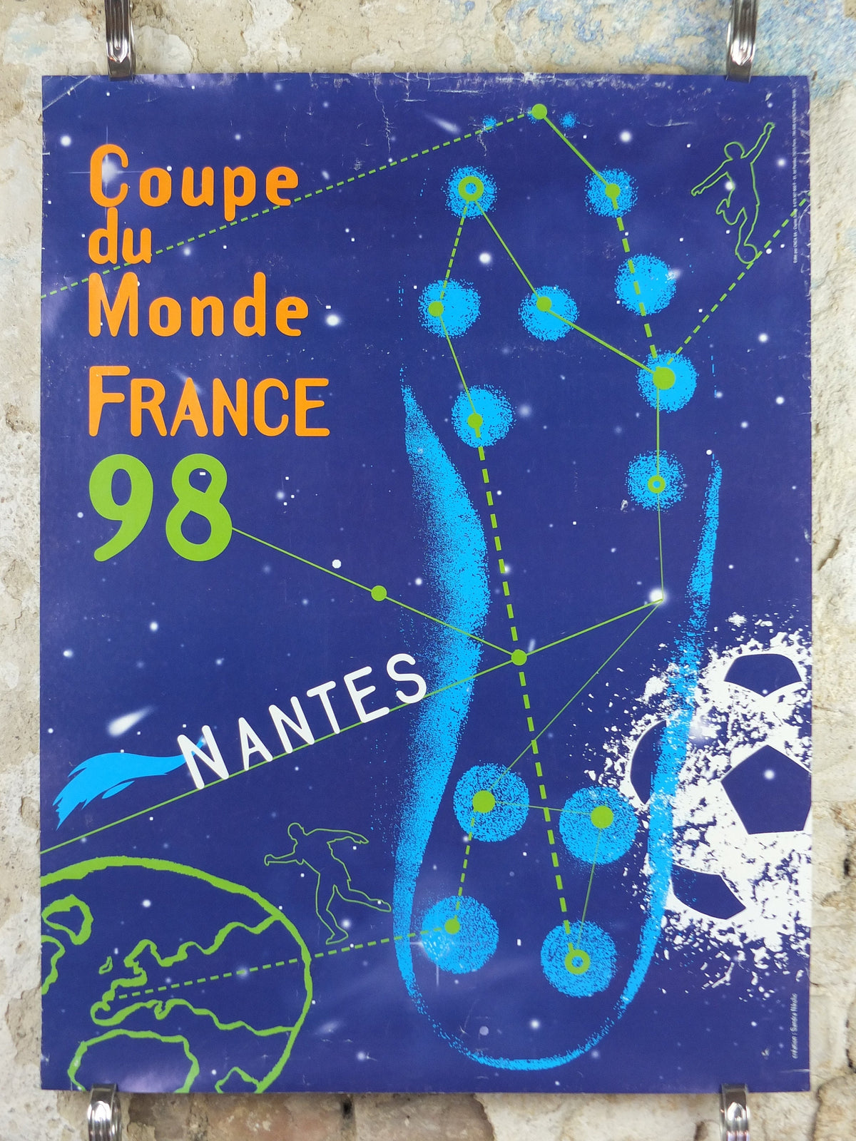 1998 World Cup Poster, Nantes France 98, Coupe du Monde, by Sandra Nikolic, football, soccer, 80cm x 60cm, original sport wall art decor