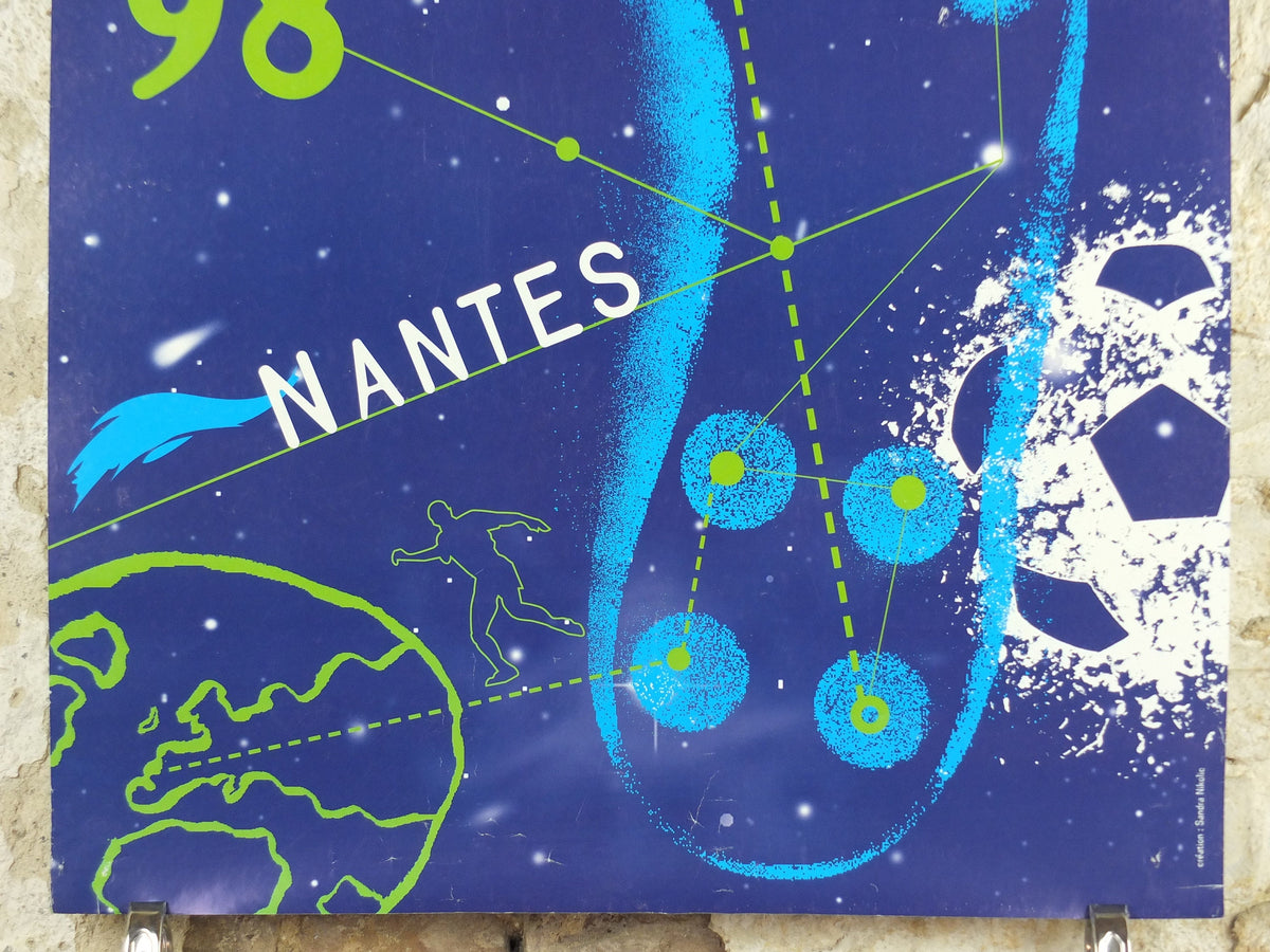 1998 World Cup Poster, Nantes France 98, Coupe du Monde, by Sandra Nikolic, football, soccer, 80cm x 60cm, original sport wall art decor