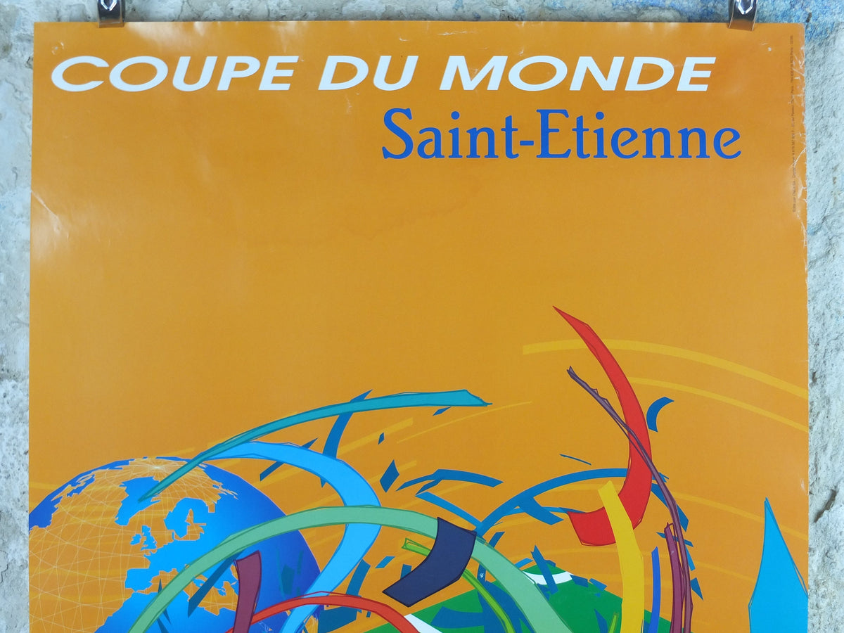 1998 World Cup Poster, Saint-Etienne France 98, Coupe du Monde, Gael Abegg Gauthey, football, soccer, 80 x 60, original sport wall art decor