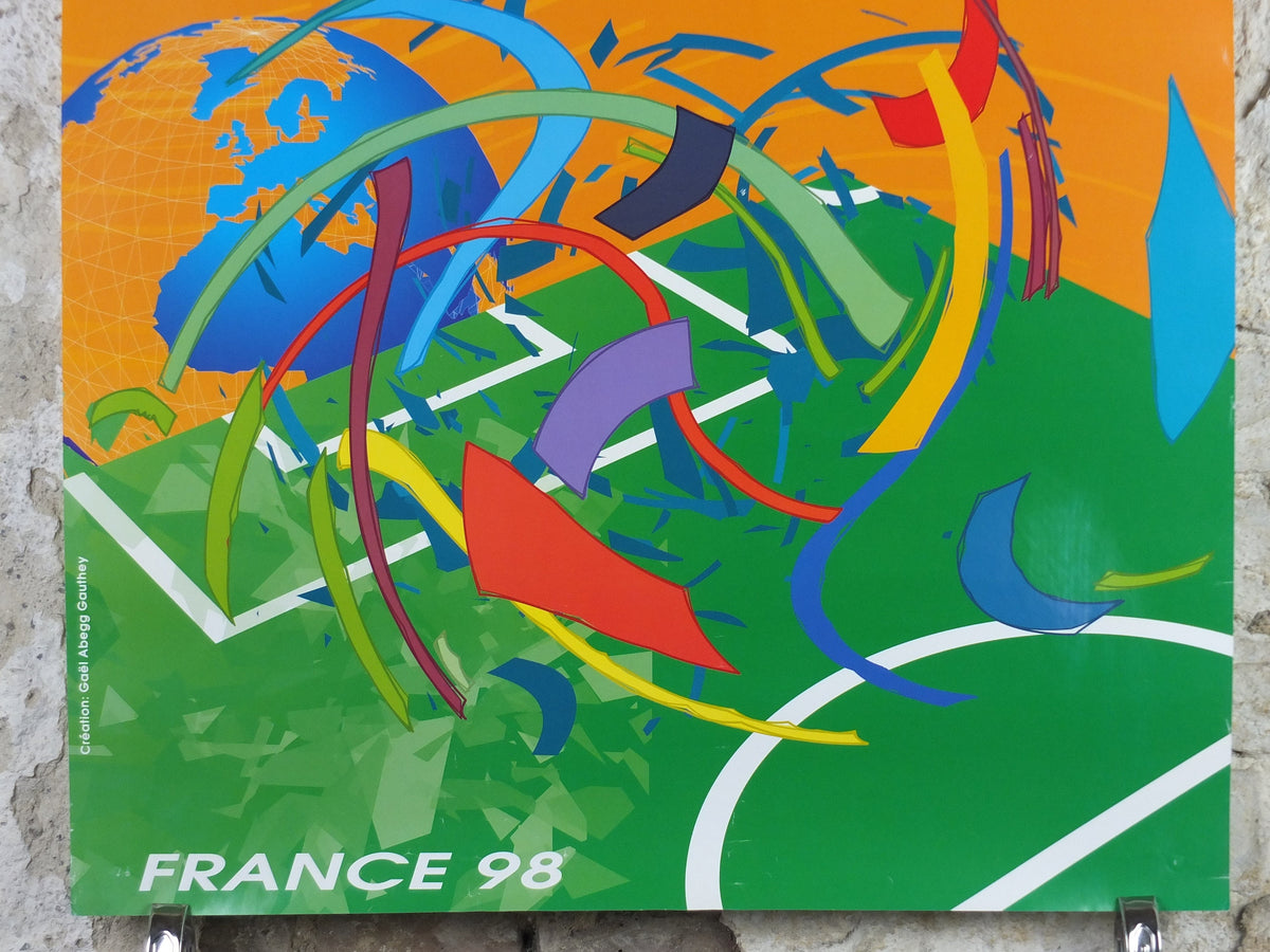 1998 World Cup Poster, Saint-Etienne France 98, Coupe du Monde, Gael Abegg Gauthey, football, soccer, 80 x 60, original sport wall art decor