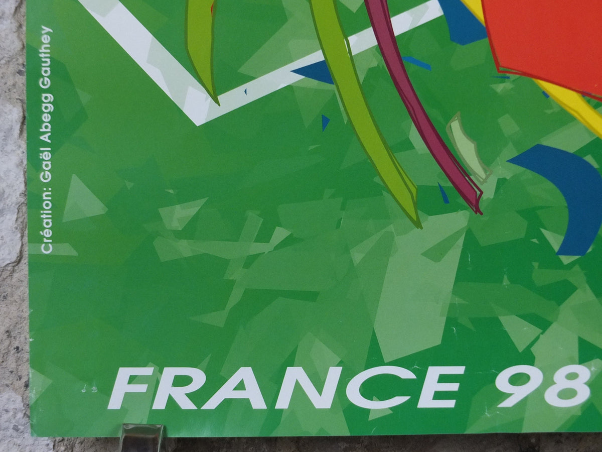 1998 World Cup Poster, Saint-Etienne France 98, Coupe du Monde, Gael Abegg Gauthey, football, soccer, 80 x 60, original sport wall art decor