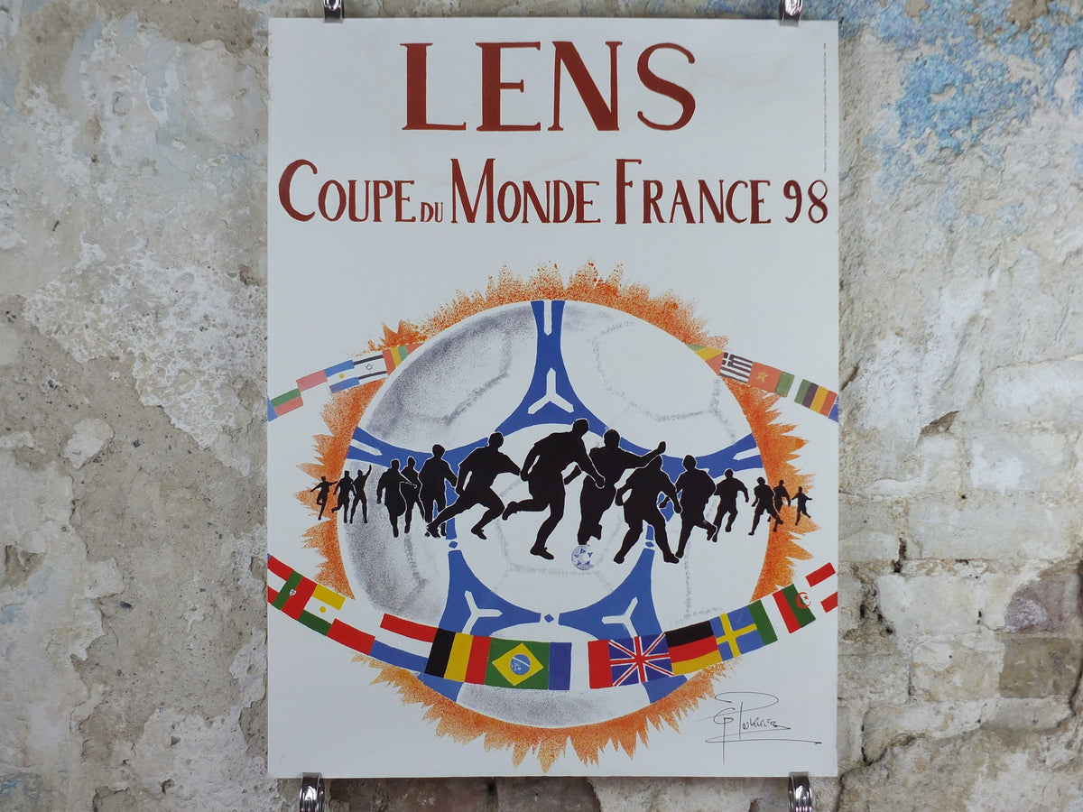 1998 World Cup Poster, Lens France 98, Coupe du Monde, by G Pekkler, football, soccer, 80cm x 60cm, original sport wall art decor