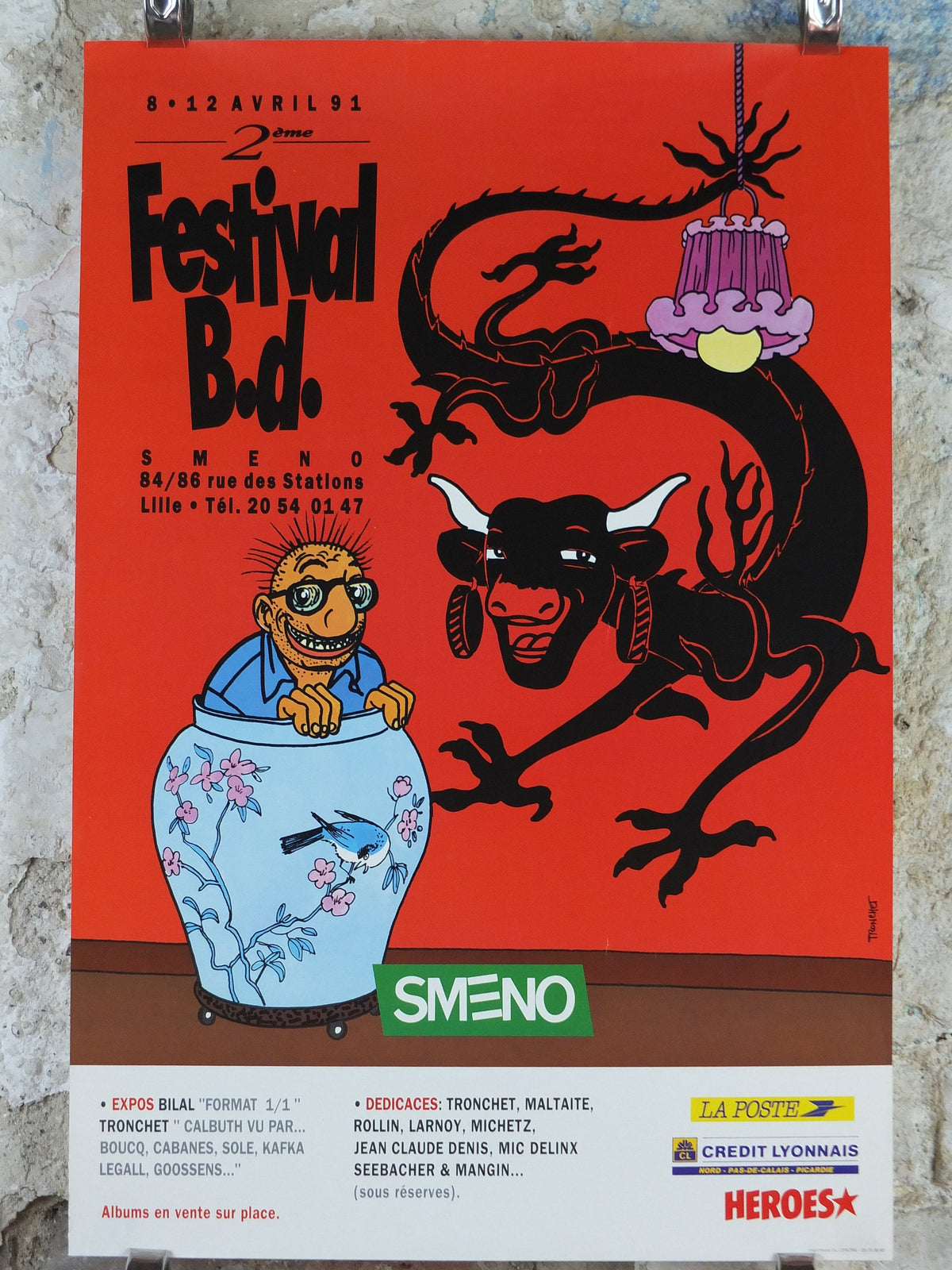 1991 Comic Convention Poster, SMENO Festival B.d., Comic Festival Lille, French comic book, wall art decor