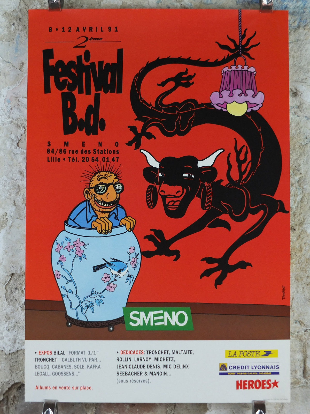 1991 Comic Convention Poster, SMENO Festival B.d., Comic Festival Lille, French comic book, wall art decor