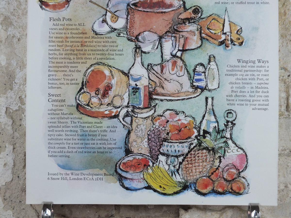1970s Wine in the Kitchen Poster, from Wine Development Board, Winery, Beaujolais Medoc Bourdeaux Languedoc Viticulture print wall art decor