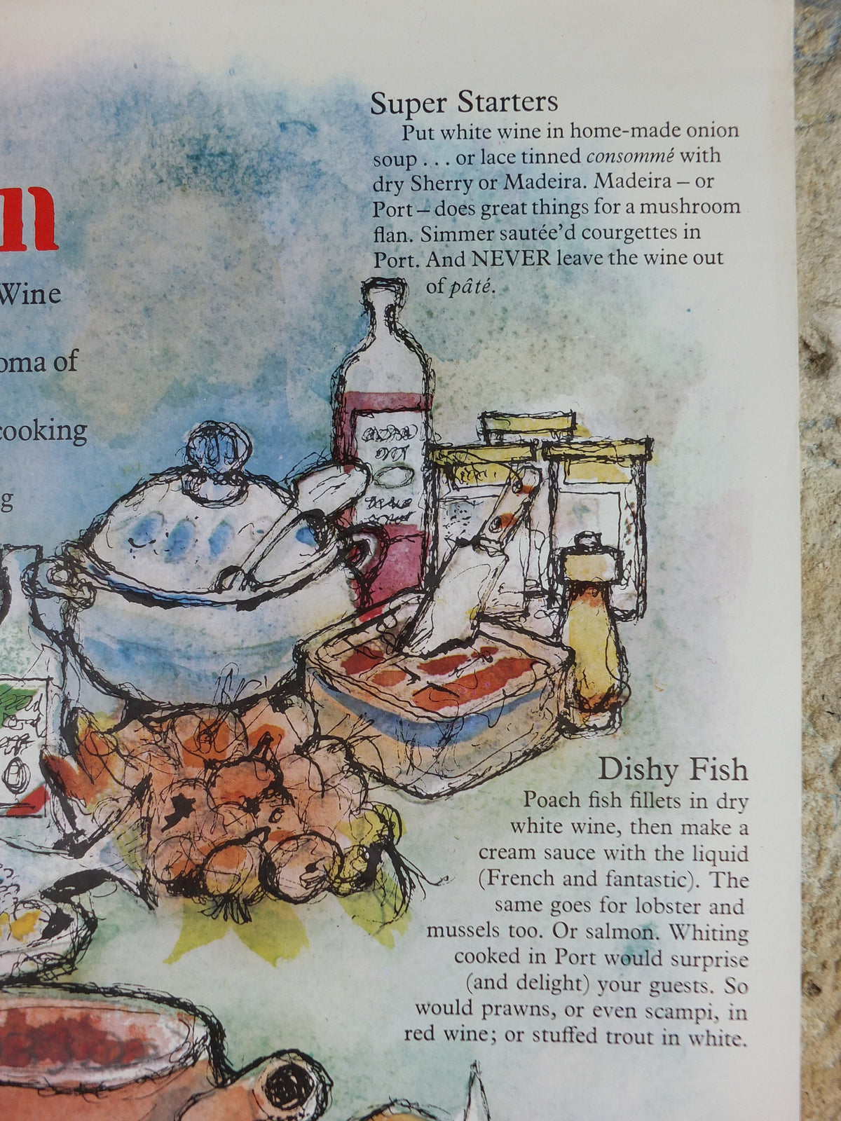 1970s Wine in the Kitchen Poster, from Wine Development Board, Winery, Beaujolais Medoc Bourdeaux Languedoc Viticulture print wall art decor