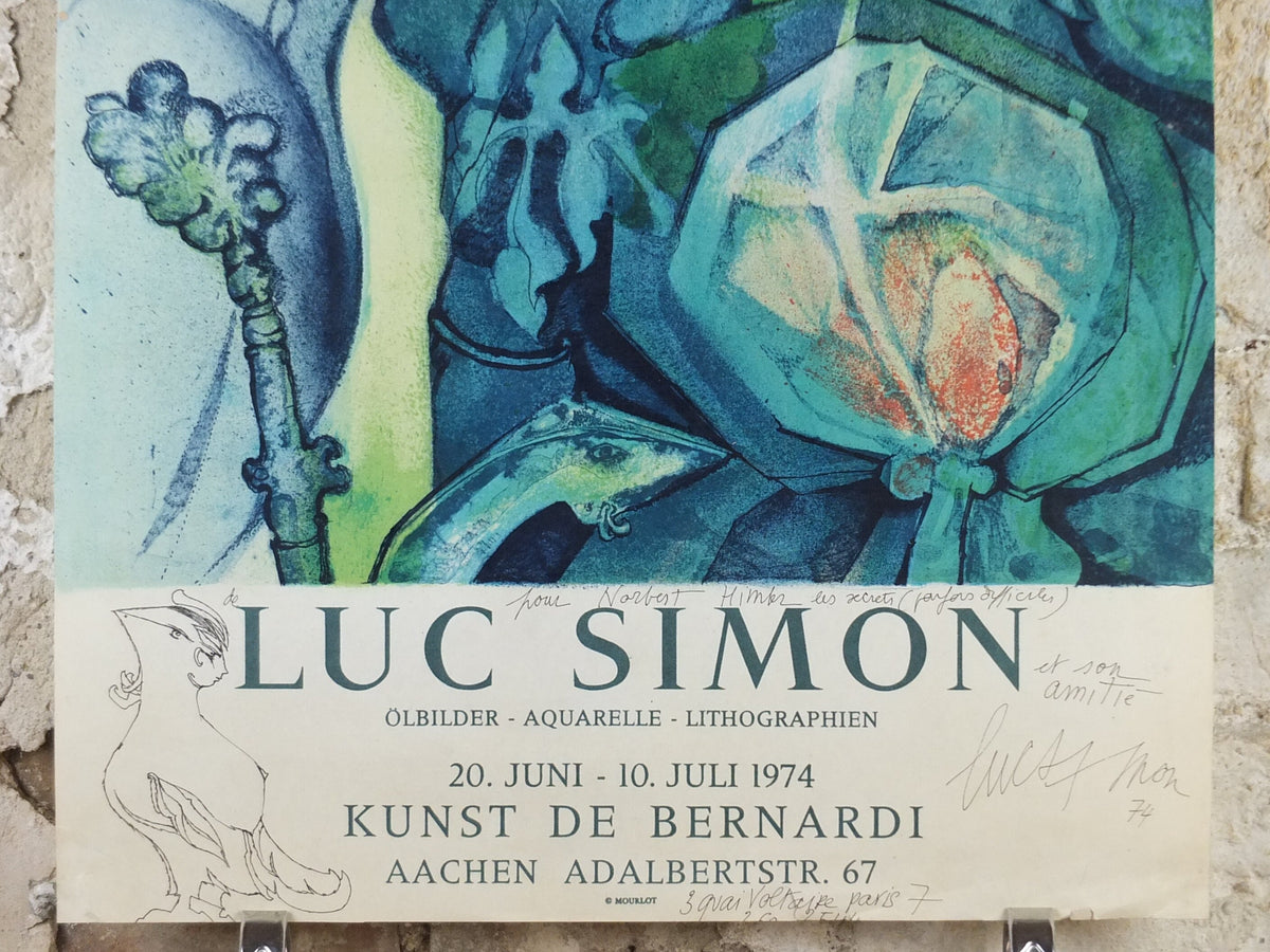 1974 Lancelot Poster, Luc Simon handsigned with original drawings, King Arthur, Arthurian legend, artist gallery exhibition, wall art decor