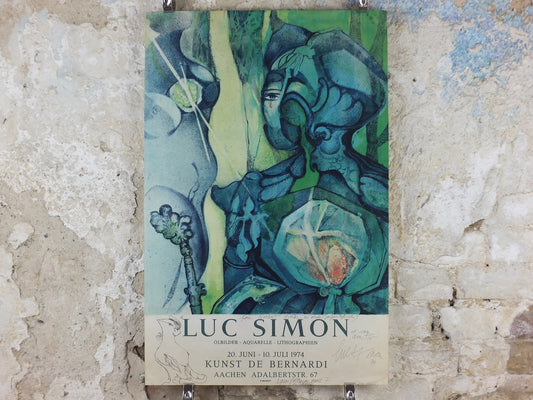 1974 Lancelot Poster, Luc Simon handsigned with original drawings, King Arthur, Arthurian legend, artist gallery exhibition, wall art decor