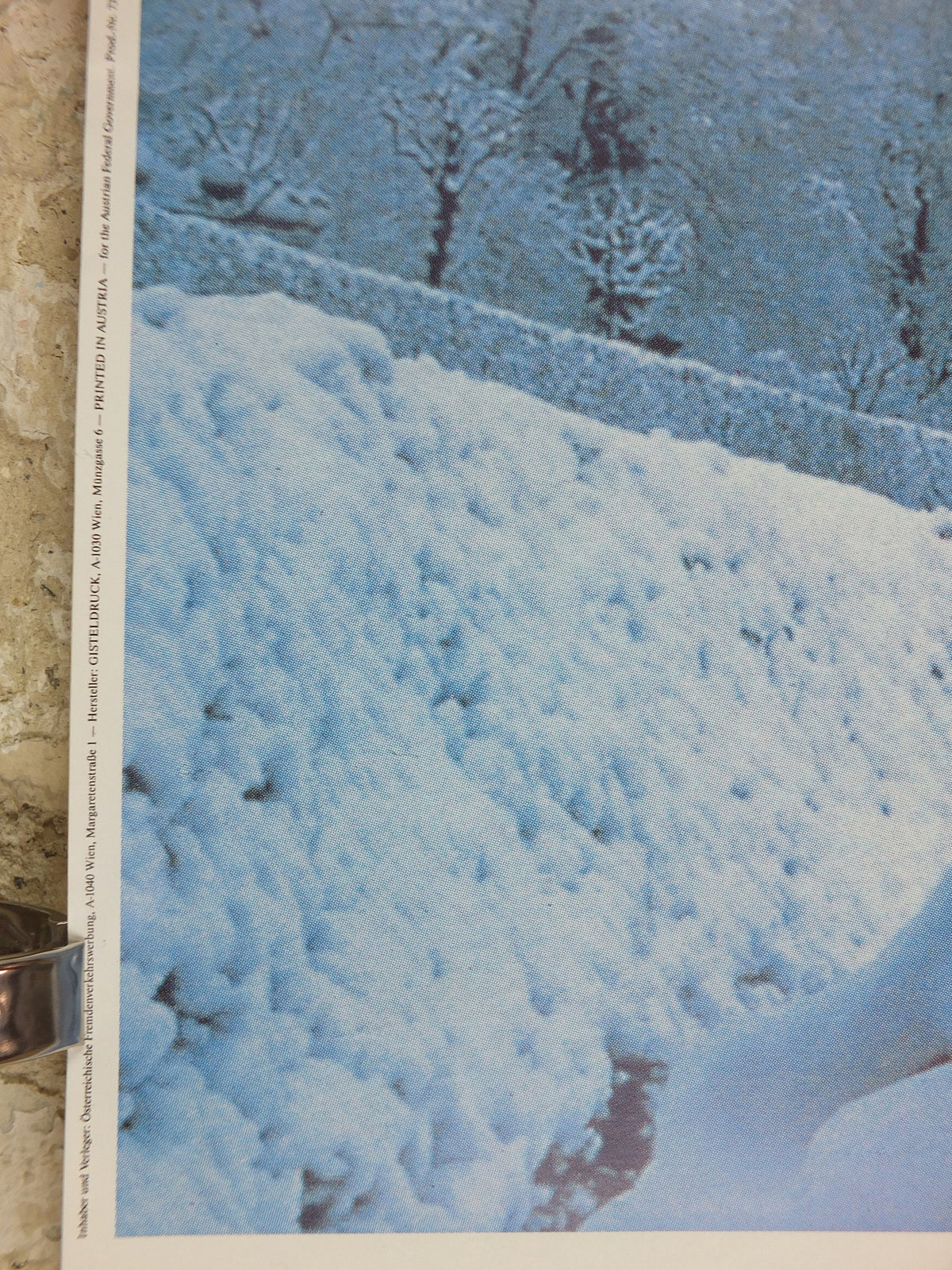 1990s Austrian Winter Poster, winged sphinx statue at Winter Palace published by Austrian Federal Government, travel tourism, wall art decor