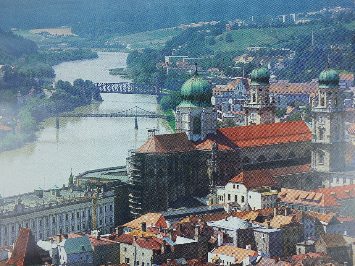 1970s Passau Germany Poster, Danube River, Bavaria, travel tourism holiday vacation wall art decor