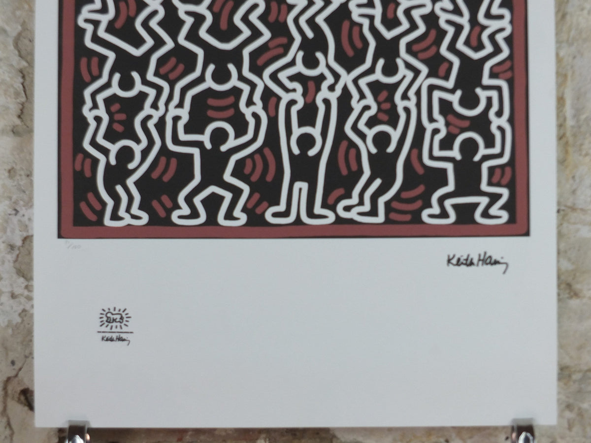 1990 Keith Haring Poster, Untitled, supporting figures, Limited Edition of 150, Keith Haring Foundation Prints, Pop Art, Street, wall decor