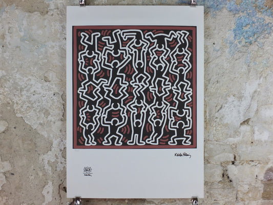 1990 Keith Haring Poster, Untitled, supporting figures, Limited Edition of 150, Keith Haring Foundation Prints, Pop Art, Street, wall decor