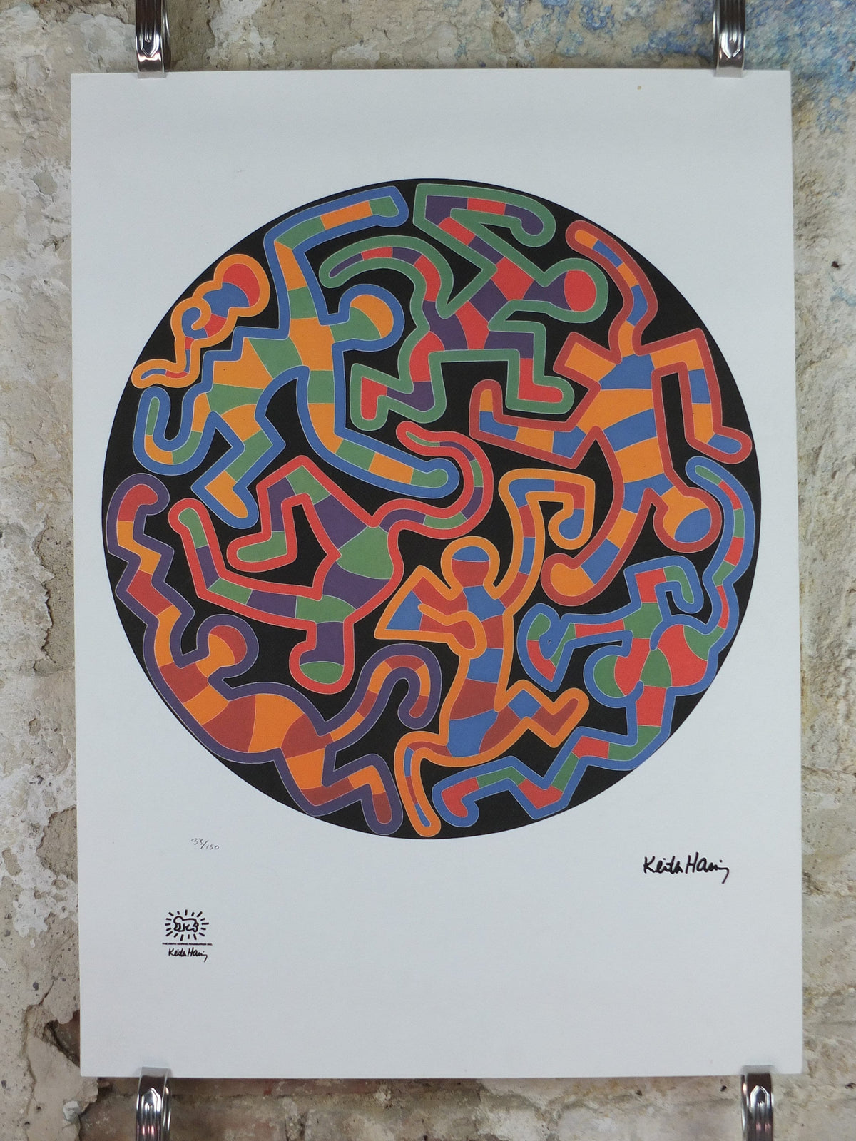 1990 Keith Haring Poster, Monkey Puzzle 1988, linking, Limited Edition of 150, Keith Haring Foundation Prints, Pop Art, Street, wall decor