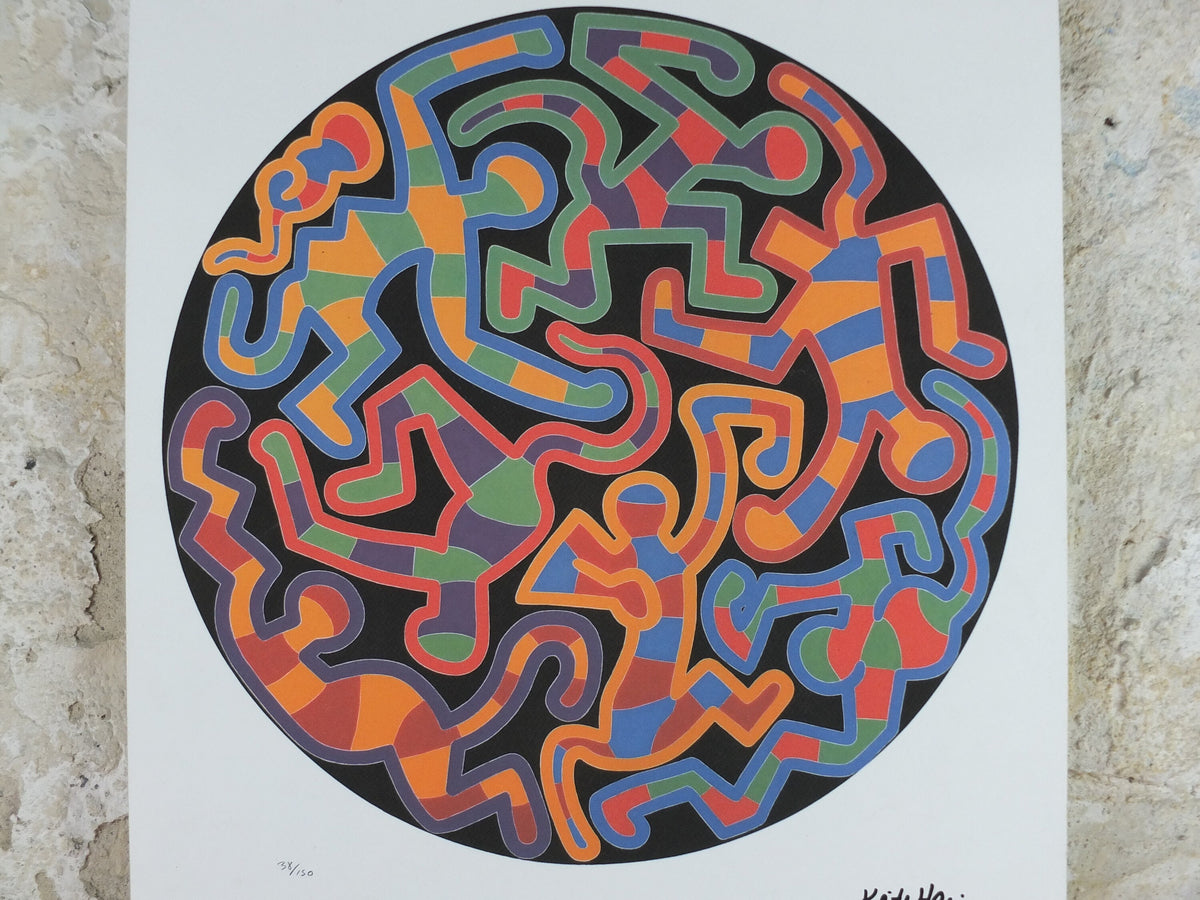 1990 Keith Haring Poster, Monkey Puzzle 1988, linking, Limited Edition of 150, Keith Haring Foundation Prints, Pop Art, Street, wall decor