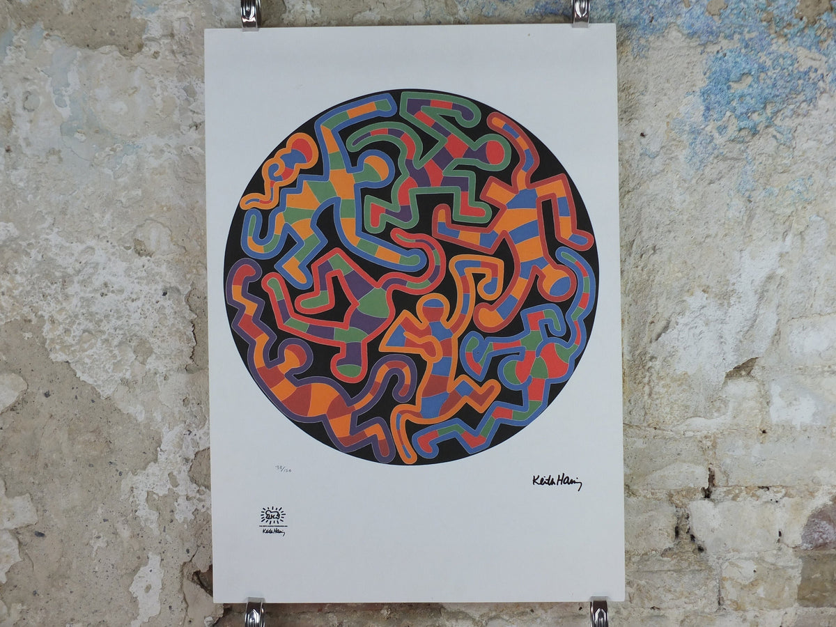 1990 Keith Haring Poster, Monkey Puzzle 1988, linking, Limited Edition of 150, Keith Haring Foundation Prints, Pop Art, Street, wall decor