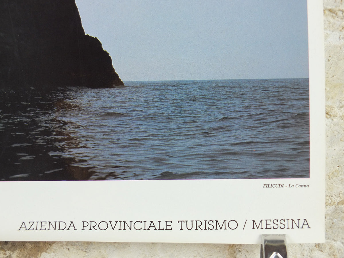 1980s La Canna Filicudi Italy Travel Poster, Messina Strait, island paradise, travel tourism, holiday vacation, wall art decor