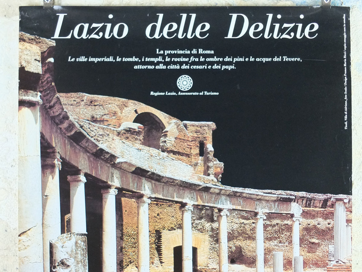 1980s Lazio Travel Poster, Hadrian's Villa, Tivoli Villa di Adriano, Vintage Italian Lazio, Italy travel tourism, holiday, wall art decor