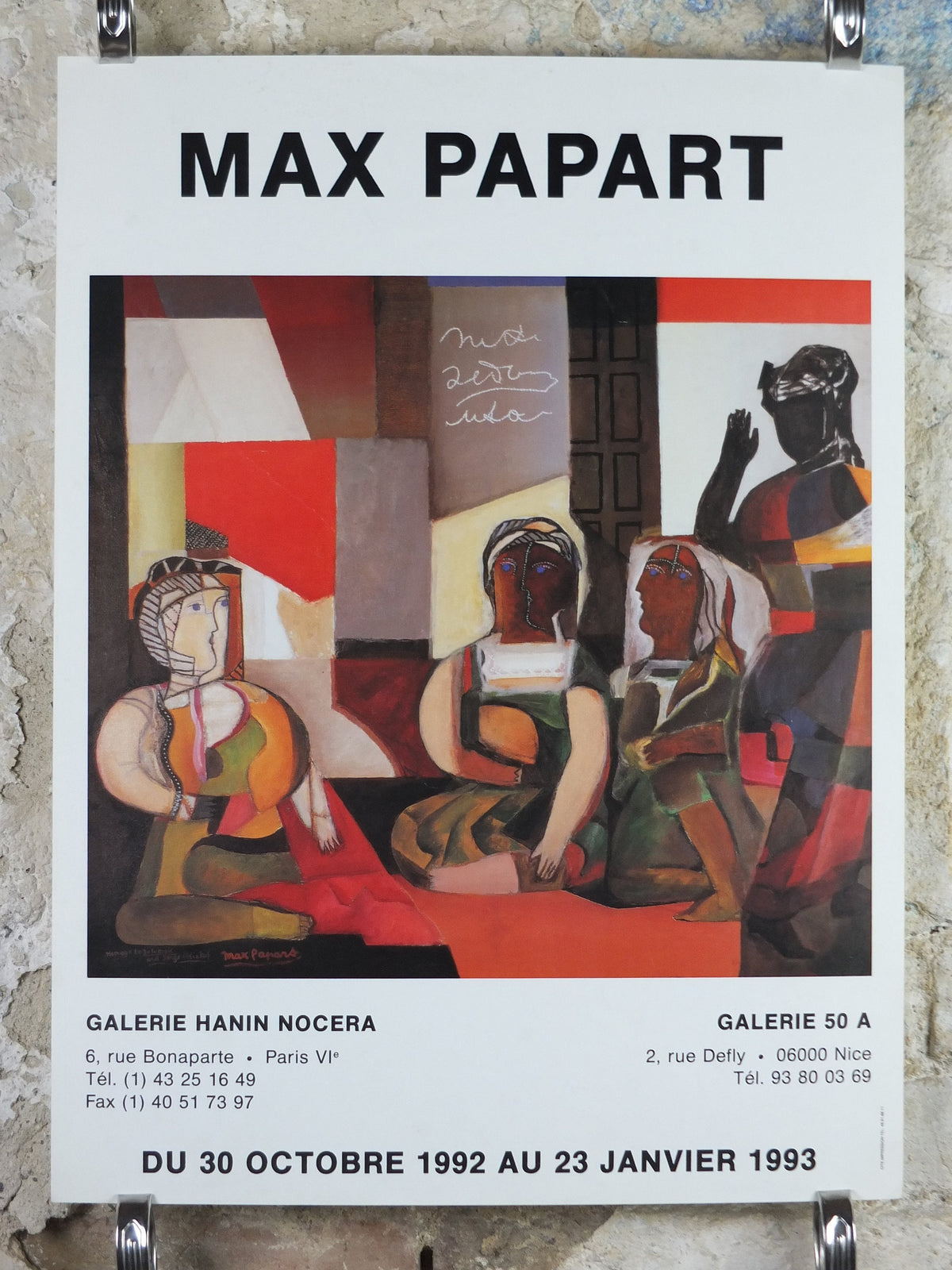 1993 Max Papart Poster, Homage to Delacroix and Serge Poliakoff, pop art and cubism, artist gallery exhibition, wall art decor